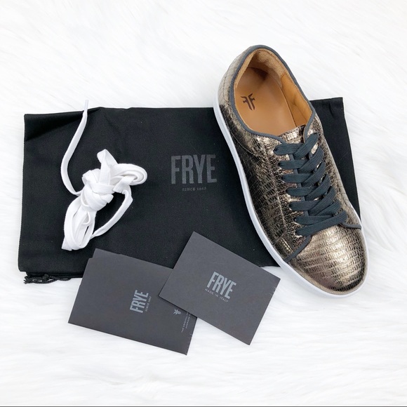 Frye Alexis Sneaker Bronze Lizard Leather New - Picture 8 of 8